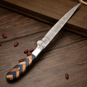 Couteau à filet en acier Damas de qualité supérieure, manche en bois de Pakka olive, lame de 8 pouces, design ambidextre, fait main, tranchant comme un rasoir, pour la cuisine - Product Image 5