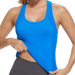 Débardeur pour femme en polyester/coton respirant, léger et écologique, avec logo personnalisé, couleurs variées, sans coutures, sans manches, pour entraînement musculaire - Product Image 1