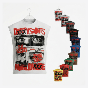 Camiseta Personalizada con Logotipo, Diseño Vintage, Impresión Digital, Sin Mangas, Estilo Urbano, Hip Hop, Transpirable, Sólida, Informal para Hombre - Product Image 1