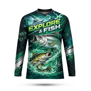 Men's New Design Performance Full Digital Print UV Protection Long Sleeve Quick Dry 100% Polyester Anti-Bacterial Wear - Product Image 2
