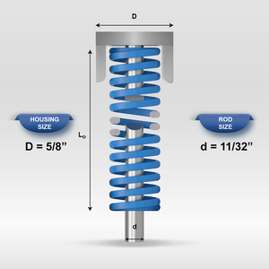Resorte de compresión azul Mollificio Bordignon USB de sección ovalada con carcasa de carga media, diámetro: 5/8, diámetro de varilla: 11/32, longitud libre: 1 3/4 pulgadas - Product Image 1
