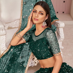 Lehenga choli คอลเลกชั่นตาข่ายโมโนตาข่ายแฟนซี lehenga choli - Product Image 3