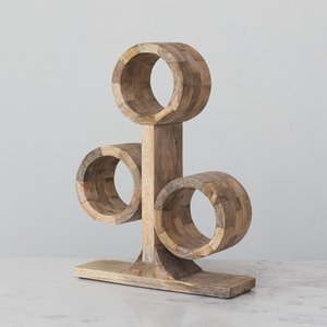 Wooden <b>Wine</b> Bottle Holder with 3 Bottle Space Rustic Serving Minimalist Design Rack for Home Bar Restaurant Hotel and Picnic Use - Product Image 4