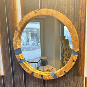 Modern Artisan Resin Wood Wall <b>Mirror</b> Stylish Decorative <b>Mirror</b> <b>Frame</b> for Contemporary Living Spaces and Home Styling - Product Image 1