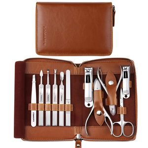 Kit d'outils de toilettage professionnel pour hommes 11-en-1 en acier inoxydable, ensemble de manucure et pédicure comprenant des coupe-ongles et un kit de soin des ongles - Product Image 1