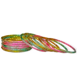 New Arrival Kashmiri Raindrop Multi Color <b>Glass</b> <b>Bangles</b> Gold Plated Bead Detailing Wedding Fashion Jewelry Wholesale Price - Product Image 3