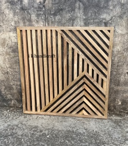 Ensemble de décoration intérieure, 3 sculptures murales modernes en bois à suspendre - Grandes décorations murales durables - Product Image 4