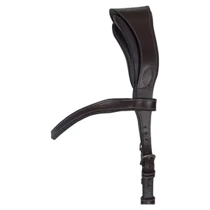 Cabezada para caballo estilo western ajustable, trenzada a mano, de cuero genuino, con frenteal recto de cuero crudo marrón, Cuero marrón 517 - Product Image 2