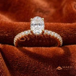 Anillo de Compromiso de Moissanita con Corte Ovalado, Oro Amarillo Sólido de 14K/18K, VVS1, Color D, Anillo de Boda con Diamante de Laboratorio para Mujer - Product Image 1