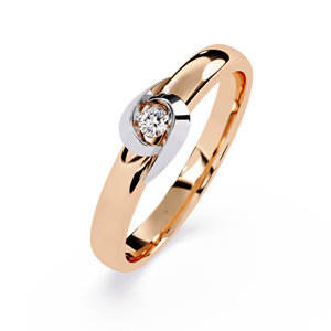 Anillo minimalista de oro macizo de 10k, 14k, 18k con diamante de corte redondo para mujer, ideal para regalo, compromiso, aniversario, boda - Product Image 2