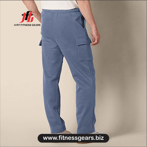 Pantalon de survêtement en coton pour homme, taille élastique avec cordon de serrage, pantalon de jogging décontracté avec poches latérales, idéal pour l'automne - Product Image 2