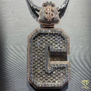 Pendentif personnalisé lettre « G » en moissanite, collier hip-hop plaqué or, bijoux rappeur bling-bling, cadeau - Product Image 6