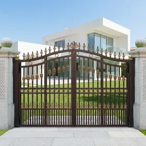 Elegant Decorative Iron Main Gate With Ornamental Metal Design Luxury Double Door Residential Entrance Security Gate - Product Image 5