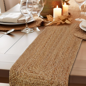 Chemin de table en jute naturel tressé, décoration de table rustique tissée à la main, chemin de table bohème pour cuisine et salle à manger - Product Image 6