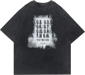เสื้อยืดโอเวอร์ไซส์สีดำผ้าฝ้าย แขนสั้น คอกลม ทรงพอดีตัว สไตล์สตรีท พิมพ์ลายด้านหลัง - Product Image 1