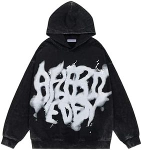 Graphic Hoodies Abstract Print Washed Hoodie Long Sleeve Acid Washed Hooded Sweatshirts Trendy <b>Y2k</b> <b>Tops</b> - Product Image 1