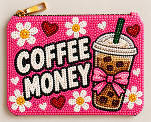 กระเป๋าใส่เหรียญลูกปัดลายกาแฟ คอลเลคชั่นกระเป๋าซิปทำมือสำหรับคนรักกาแฟ กระเป๋าสตางค์สั่งทำได้ ผู้ค้าส่ง ผู้จัดจำหน่าย ของขวัญ - Product Image 3