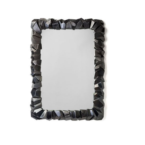 Luxury Black Geometric Wall <b>Mirror</b> Modern Textured <b>Rectangular</b> Accent <b>Mirror</b> Artistic Designer Frame <b>Mirror</b> for Home,Living Room - Product Image 1