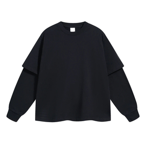 เสื้อยืดแขนยาวผ้าคอตตอน 100% แบบเรียบ ปรับแต่งได้ สองชั้น หนานุ่ม ระบายอากาศดี มีหลายสี - Product Image 2