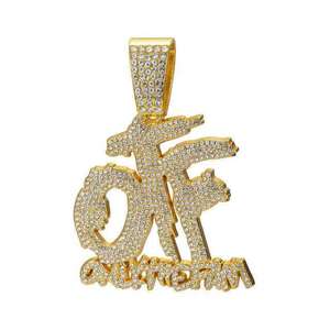 Nouveau Pendentif Lettre OTF en Diamant Européen, Diamant de Laboratoire, Or Rose, Collier Cubain, Pendentifs et Breloques Hip Hop de Luxe - Product Image 2