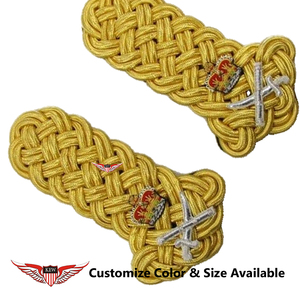 KEW Gold <b>Braided</b> Shoulder Board Bullion Wire Customizable Luxury Embroidered Crown Epaulettes Eco-Friendly <b>Accessory</b> - Product Image 2