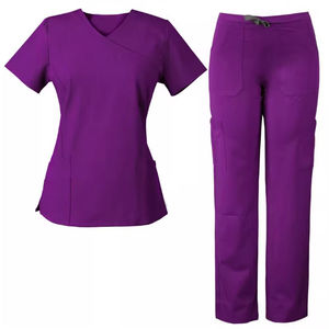 Conjunto de Blusa Médica para Mujer GLOWING NEON INDUSTRY, Cuello en V, Manga Corta, Tela de Rayón Tejida, Sin Costuras, Uniforme de Hospital - Product Image 1