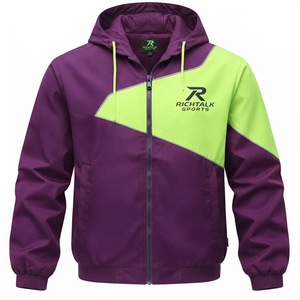 <b>Men's</b> Colorblock Hooded Bomber Windbreaker <b>Jacket</b> Lightweight Windproof <b>Casual</b> Outerwear Regular Fit <b>Summer</b> Front Logo - Product Image 3