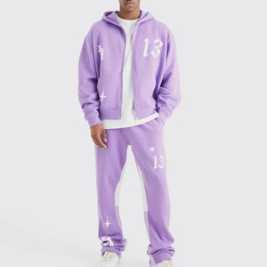 Custom Winter Casual Hooded Tracksuit Manufacturer Zipper Plain Drawstring <b>Joggers</b> Loose Lightweight Streetwear - Product Image 1