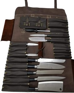 Sac à couteaux en cuir personnalisé, sac de chef en cuir personnalisé, étui de rangement pour chefs LKR-0309 - Product Image 1