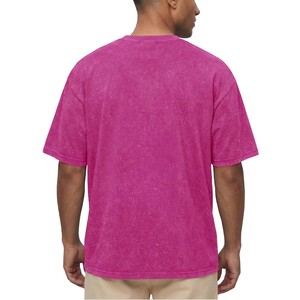 T-shirt Homme Oversize 100% Coton Délavé à l'Acide Violet Manches Courtes Col Rond Style Urbain Uni Vente en Gros 2026 ODM OEM - Product Image 2
