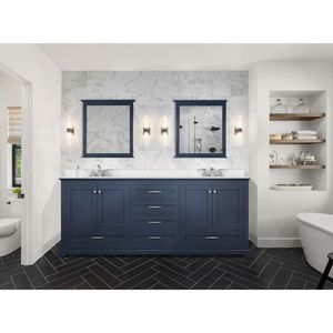 Blu navy 80 pollici. L X 22 Pollici Mobile Bagno Doppio con Top in Quarzo Bianco e Set Rubinetto per Vanità da Bagno - Product Image 3