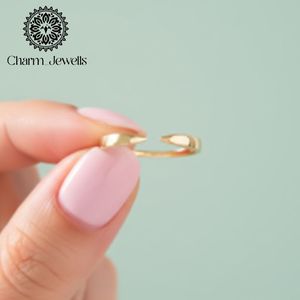 Charm Jewells Minimalist 10K Gold Plated Moissanite <b>Open</b> <b>Ring</b> with Prong Setting Geometric Design Women's Engagement - Product Image 2