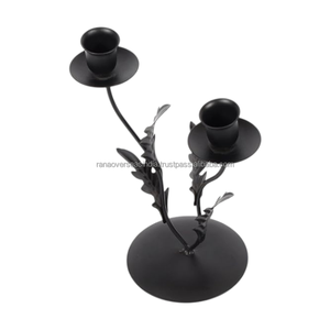 Candelabro Doble de Hierro Ecológico Hecho a Mano de Primera Calidad, Acabado Negro, Portavelas para Decoración de Bodas, Fiestas y Hoteles - Product Image 1