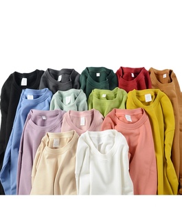 Sudadera Unisex Extra Grande con Cuello Redondo, Color Rosa Sólido, Tejida, Informal, para Otoño - Product Image 4