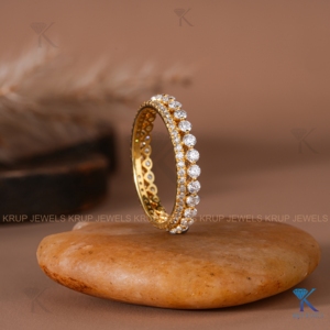 Double Row Round Lab Grown Diamond Full Eternity Band In Yellow <b>Stacking</b> Wedding <b>Rings</b> For Women Bridal Band Jewelery - Product Image 2