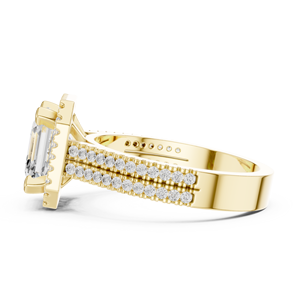 Anillo de Compromiso de Oro de 14K para Mujer con Diamantes Cultivados en Laboratorio, Corte Asscher, Corte Brillante, Engaste Pavé, Certificado IGI, Estilo Geométrico de Lujo - Product Image 5