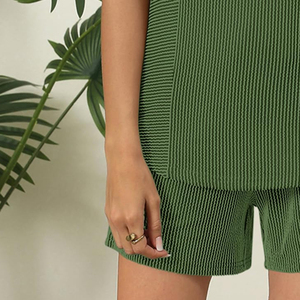 Ensemble deux pièces chemise à manches courtes et short pour femme, haute qualité, style formel, prix de gros, prix abordable - Product Image 5