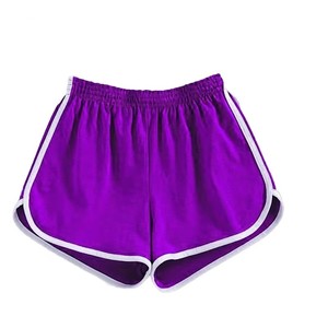 Shorts de sport rouges taille haute pour femmes, en polyester tricoté respirant, coupe régulière, couleur unie, style sportif, OEM en gros - Product Image 2