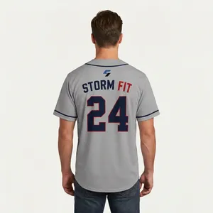 Maillot de baseball pour homme Storm Fit à manches courtes, sublimé, respirant, coupe athlétique, vêtements d'équipe personnalisés - Product Image 4