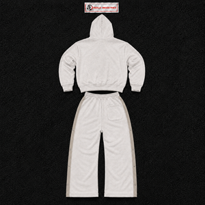 Men's <b>White</b> Hooded Tracksuit Full Zipper Solid Color Casual <b>Sweatshirt</b> And Pants Set Regular Fit Midweight Cotton Autumn Wear - Product Image 6