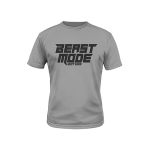 เสื้อยืดแขนสั้นสีเทาสำหรับผู้ชาย Beast Mode Leotude ทรงปกติ คอกลม ผ้าเจอร์ซีย์แห้งเร็ว พิมพ์ลาย สไตล์ลำลอง - Product Image 1