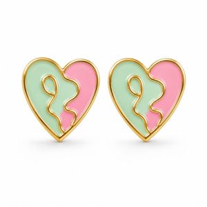Pendientes Esmaltados Estilo Y2K con Corazones Coloridos Pintados a Mano, Pendientes de Corazón de Lujo en Color Contrastante para la Moda de Verano - Product Image 6