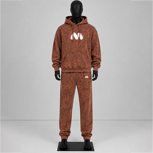 Ensemble de survêtement unisexe marron dégradé à capuche avec cordon de serrage, sweat-shirt et pantalon de survêtement longs, tenue décontractée d'automne, impression par sublimation - Product Image 1