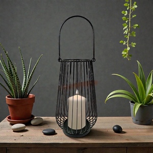 Portavelas de Alambre de Hierro Negro, Diseño Moderno, Decoración para el Hogar, Soporte Metálico Resistente - Product Image 4