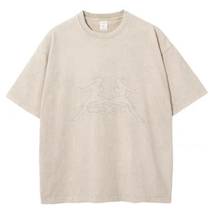เสื้อยืดสตรีทแวร์ดีไซน์ล่าสุดสำหรับผู้ชาย ทรงโอเวอร์ไซส์ ล้างสีแบบแอซิดวอช สีพื้น ไซส์ผู้ใหญ่ เสื้อยืดทรงโอเวอร์ไซส์ ล้างสีแบบแอซิดวอช - Product Image 4
