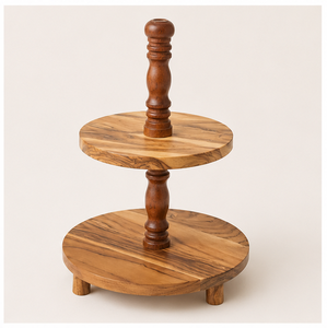Soporte de Pastel de Madera de 2 Niveles Hecho a Mano, Torre de Exhibición de Postres de Madera de Acacia Ecológica para Bodas y Fiestas de Cumpleaños - Product Image 4