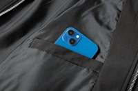 Blouson bomber noir pour homme, col montant, fermeture éclair, coupe décontractée, vêtement d'automne, couleur unie, extérieur en polyester