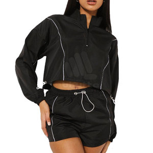 Conjunto Deportivo de Verano para Mujer, Chaqueta Cortavientos Informal con Cuello Alto y Pantalones Cortos, Ecológico y Transpirable, para Correr y Hacer Ejercicio - Product Image 6