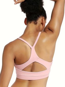 Women Sport Crop Top Y Back Yoga <b>Bra</b> Breathable Keyhole <b>Open</b> Bare Back Removable Pads Wirefree Running Athletic Vest Custom - Product Image 3