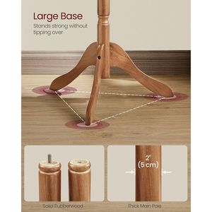 Appendiabiti da terra in legno massello con 10 ganci per cappelli, ideale per ingresso o corridoio - Product Image 3